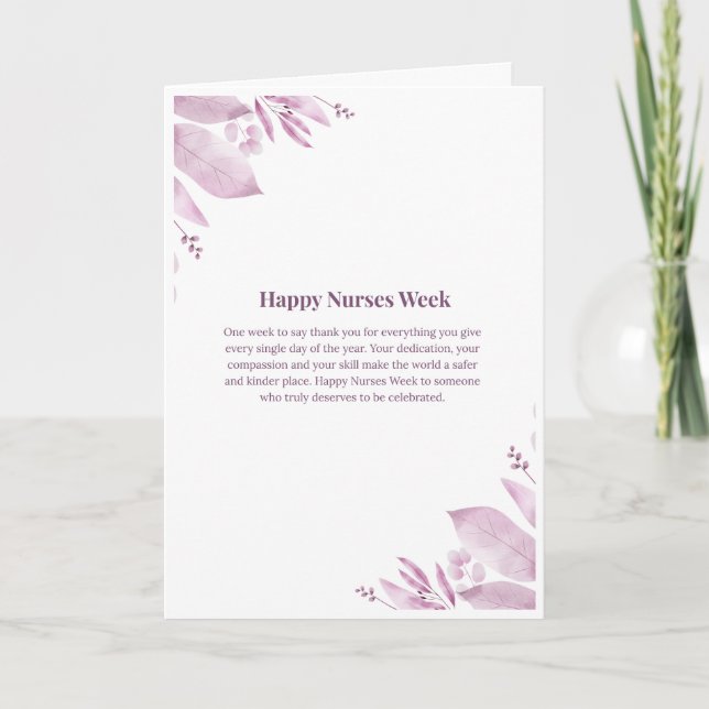 Tarjeta de la Semana de las Enfermeras — Feliz Sem (Anverso)