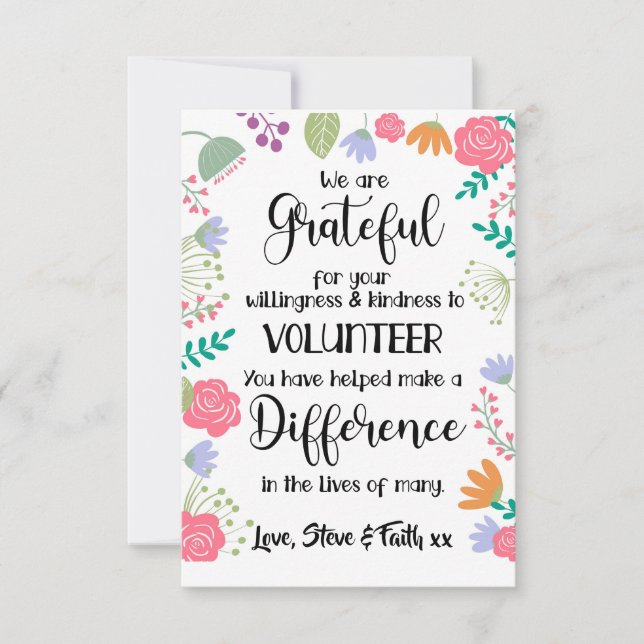 tarjeta de la semana de reconocimiento voluntario (Anverso)