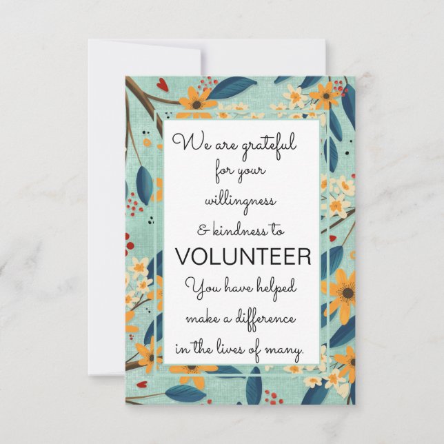 tarjeta de la semana de reconocimiento voluntario (Anverso)