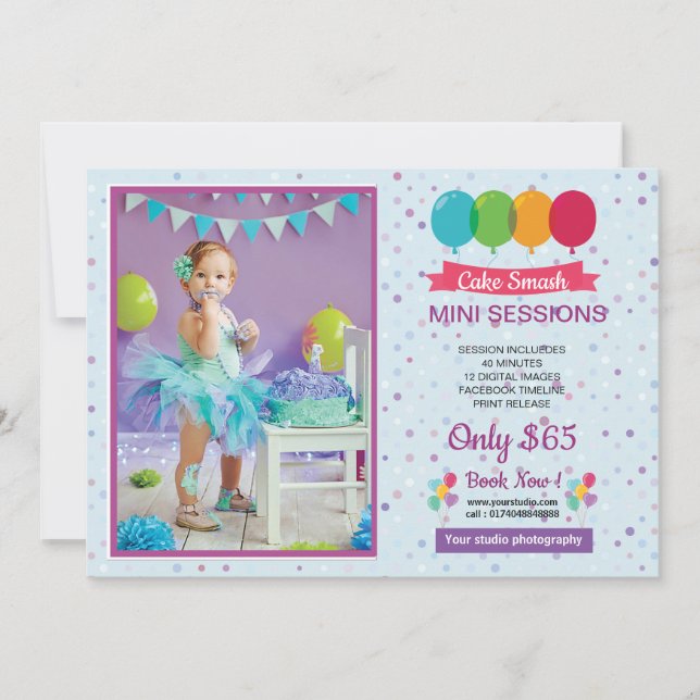 Tarjeta de la sesión del choque de la torta mini (Anverso)