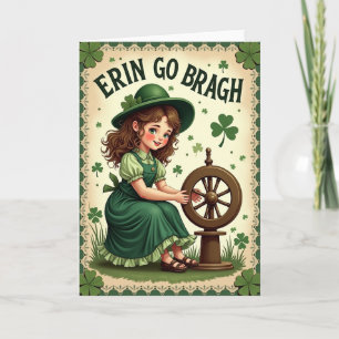 Tarjeta de la suerte de la chica Erin Go Bragh