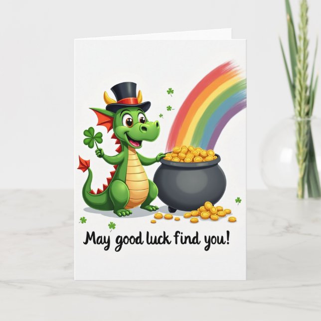 Tarjeta de la Suerte del Dragón Verde Afortunado (Anverso)