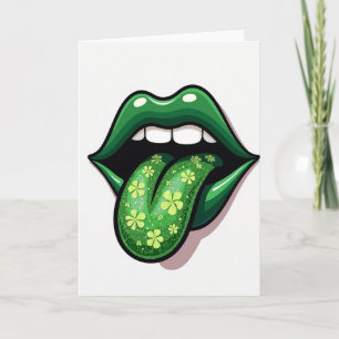 Tarjeta de la Suerte del Trébol de Labios Verdes