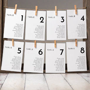 Tarjeta de la tabla de asientos colgantes negrita