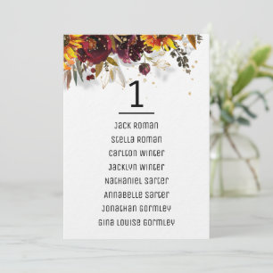 Tarjeta De La Tabla De Asientos De Sol Y Boda De V