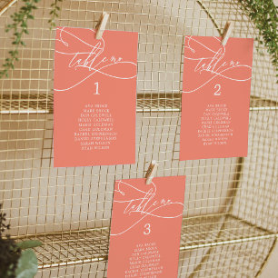 Tarjeta de la tabla de asientos del Boda de coral 