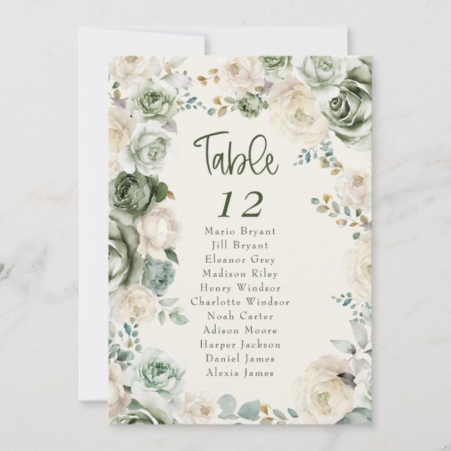Tarjeta de la tabla de asientos del Boda de flores (Anverso)