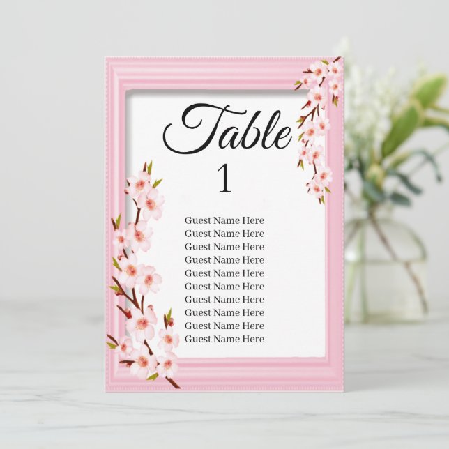 Tarjeta de la tabla de asientos del Boda de flores (Anverso de pie)