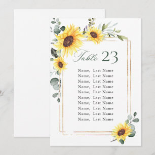 Tarjeta de la tabla de asientos del Boda de los gi