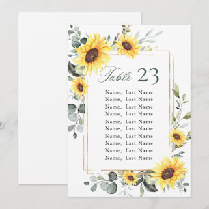 Tarjeta de la tabla de asientos del Boda de los gi