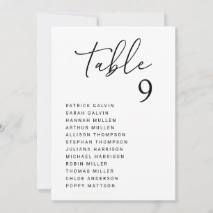 Tarjeta de la tabla de asientos del Boda de moda