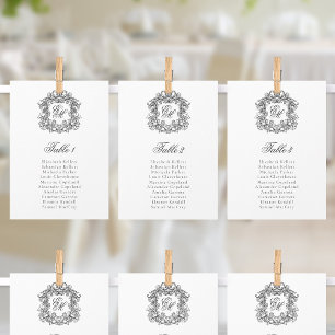 Tarjeta de la tabla de asientos del Boda de monogr