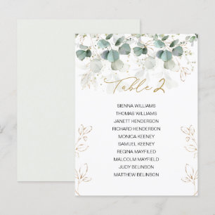 Tarjeta de la tabla de asientos del Boda de tabla