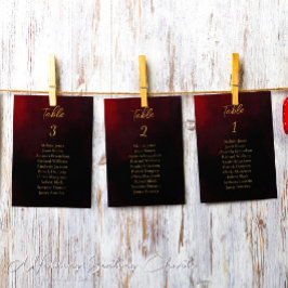 Tarjeta de la tabla de asientos del Boda rojo y ne