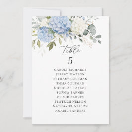 Tarjeta de la tabla de asientos Floral Blue Hydran