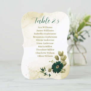 tarjeta de la tabla de asientos florales de oro de