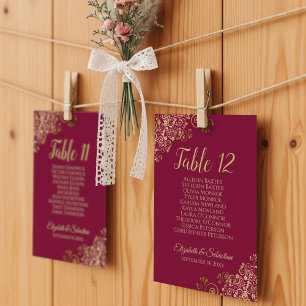 Tarjeta de la tabla de asientos para Boda de 10 no