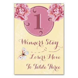 Tarjeta de la tabla de Bunco - Peony rosado #1