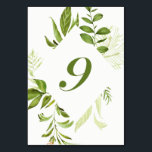Tarjeta de la tabla de flotación verde salvaje de<br><div class="desc">Una carta de números de mesa elegante y caprichosa con un follaje verde acuarela. Esto será perfecto para bodas,  duchas para bebés,  cumpleaños y otros eventos. Los elementos coincidentes están disponibles.Número de tabla 9</div>