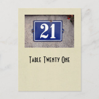 Tarjeta de la tabla del número 21 de la foto