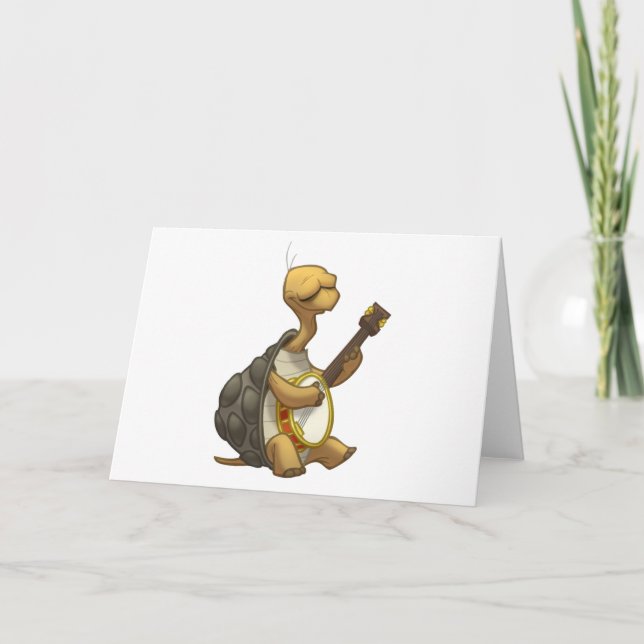 Tarjeta de la tortuga del Banjo-Strummin' (espacio (Anverso)