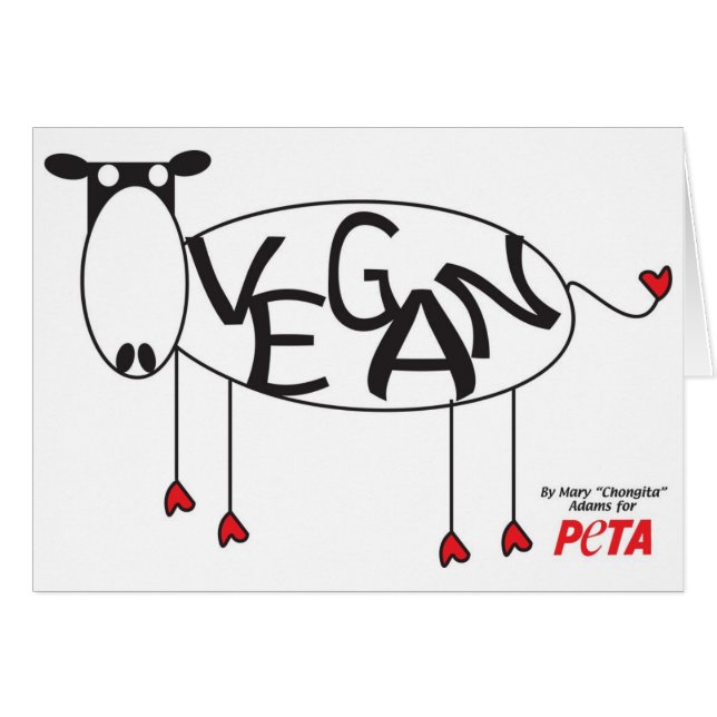 Tarjeta de la vaca del vegano (Anverso (Horizontal))