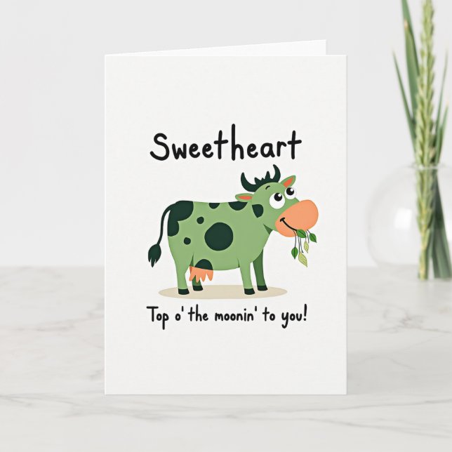 Tarjeta de la Vaca Sonriente Cariñosa (Anverso)