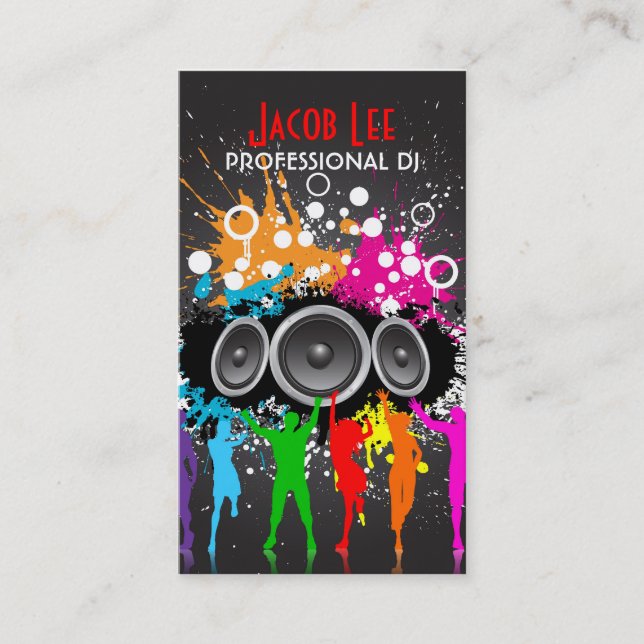 Tarjeta de la visita de DJ de la gente del fiesta (Anverso)