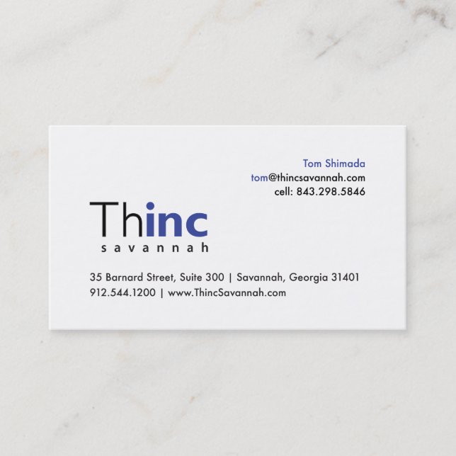 Tarjeta de la visita de Tom ThincSavannah (Anverso)