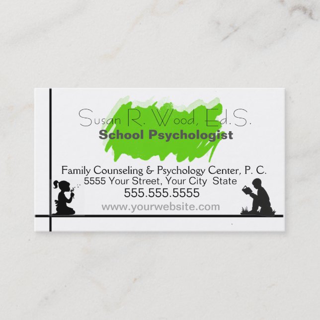 Tarjeta de la visita del psicólogo de la escuela (Anverso)