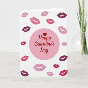 Tarjeta de labios brillantes del día de Galentines