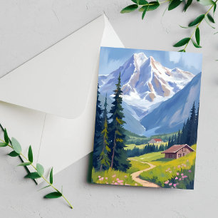Tarjeta de ladera de montaña de los Alpes suizos S