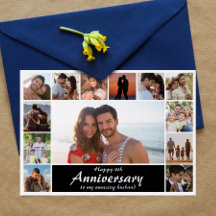 Tarjeta de lámina con collage de fotos de aniversa