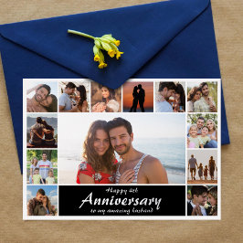 Tarjeta de lámina con collage de fotos de aniversa