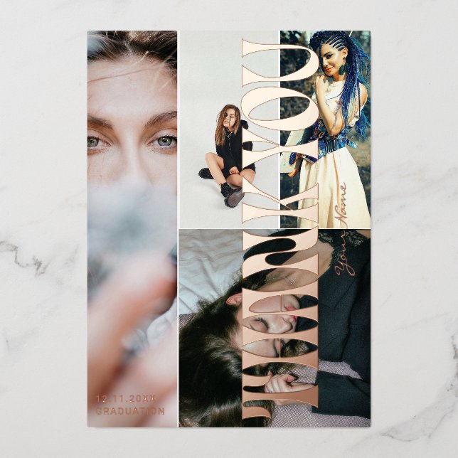 Tarjeta de lámina de graduación elegante y genial  (Anverso)