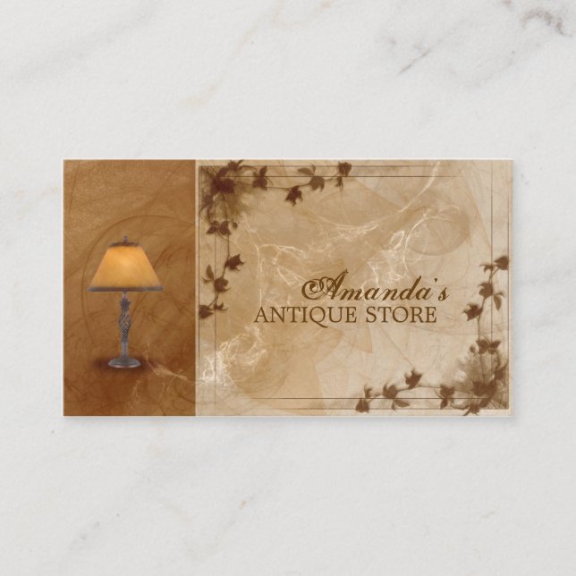 Tarjeta de lámpara de época de la tienda de antigü (Anverso)