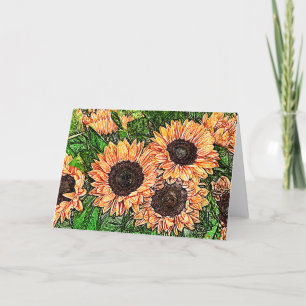 Tarjeta de lápiz de color girasol