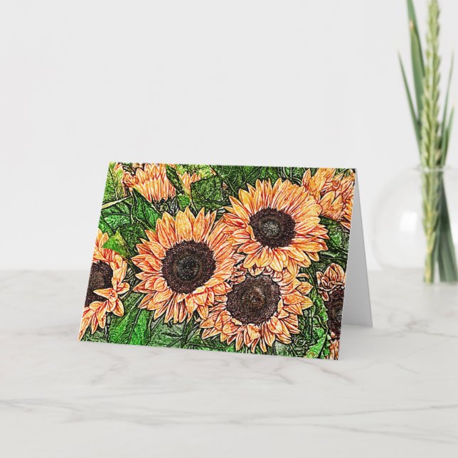 Tarjeta de lápiz de color girasol (Anverso)