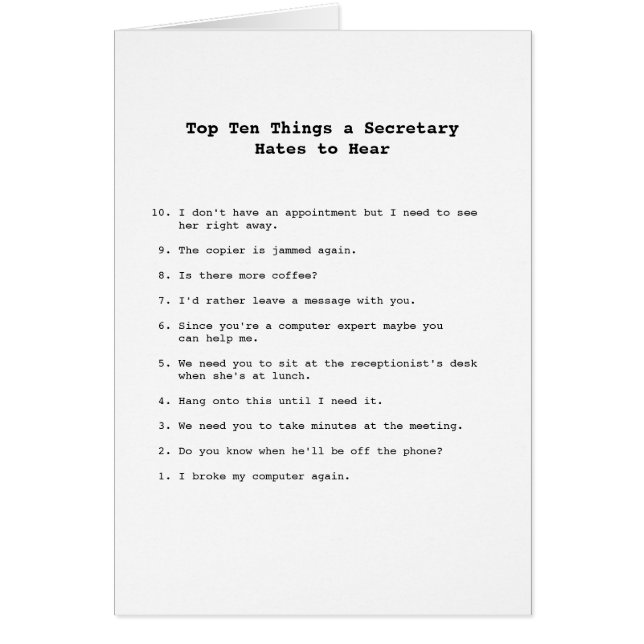 Tarjeta de las cosas del Top Ten (Frente)