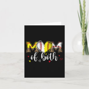 Tarjeta De Las Dos Madres De Softball Heart Leopard Da