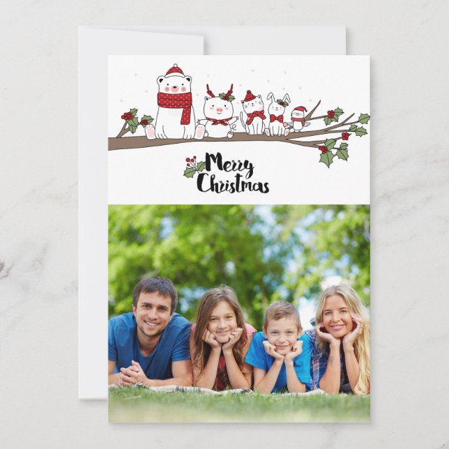 Tarjeta de las Felices Navidad con la foto (Anverso)