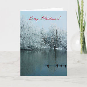Tarjeta de las Felices Navidad con nieve, la