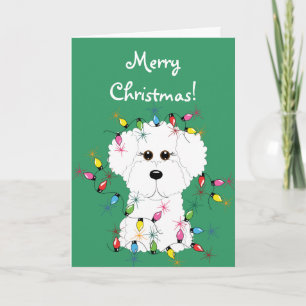 Tarjeta de las Felices Navidad de Bichon Frise