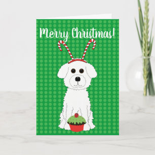 Tarjeta de las Felices Navidad de Bichon Frise