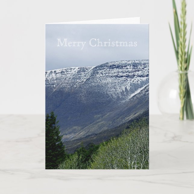 Tarjeta de las Felices Navidad de las montañas (Anverso)