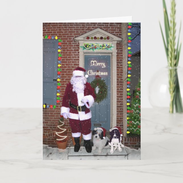 Tarjeta de las Felices Navidad de Santa y de los (Anverso)