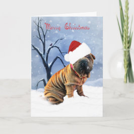 Tarjeta de las Felices Navidad de Shar-Pei -