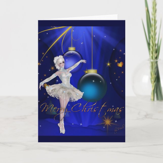 Tarjeta de las Felices Navidad del bailarín 2/Blue (Anverso)