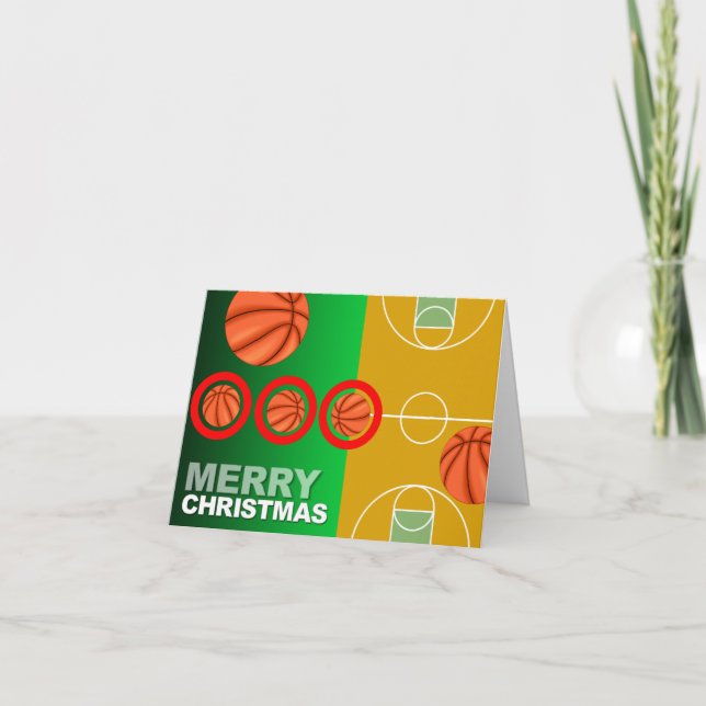 Tarjeta de las Felices Navidad del baloncesto (Anverso)
