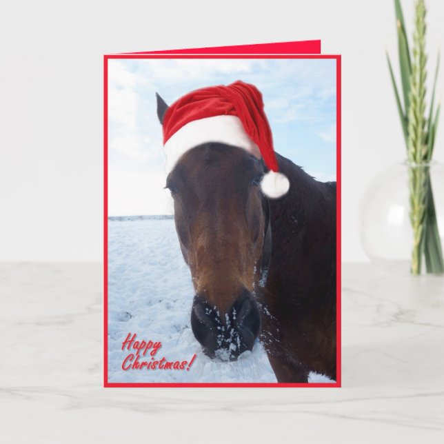 Tarjeta de las felices Navidad del caballo de (Anverso)
